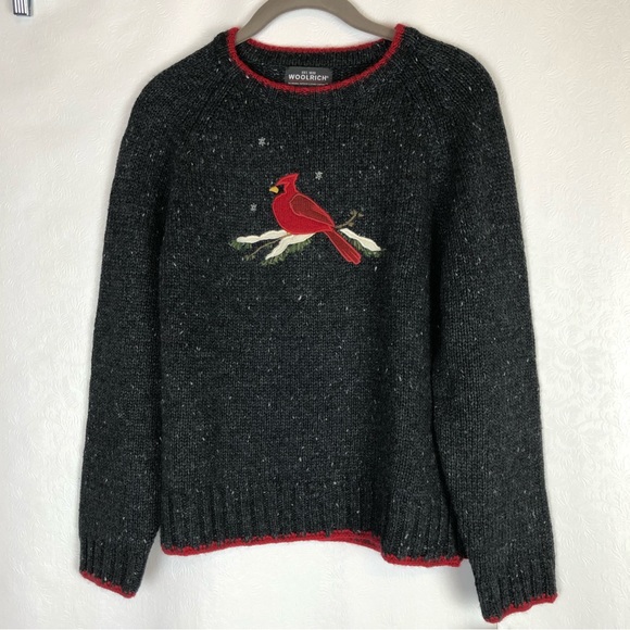 Woolrich Sweaters - Woolrich Heather gray sweater with Cardinal woman’s size small wool blend